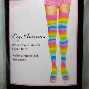 𝐍𝐖𝐓 Leg Avenue Acrylic Neon Rainbow Thigh Highs